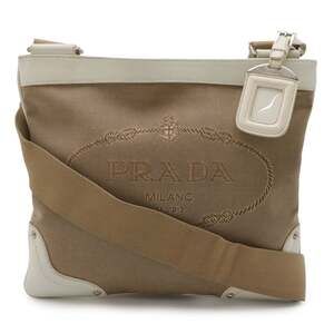 PRADA Cream Leather Pochette Shoulder Bag